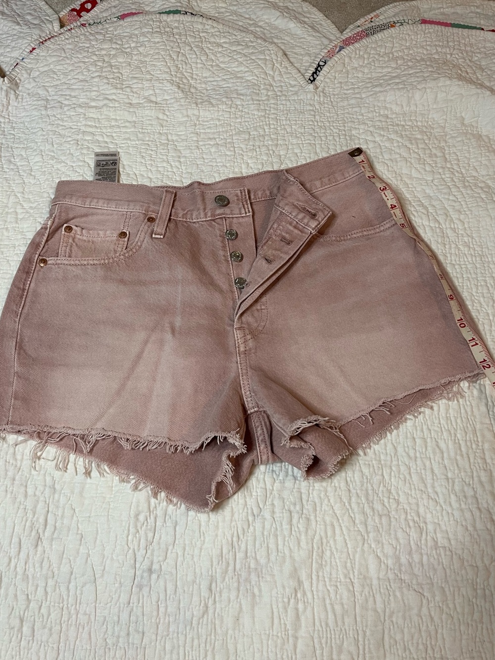 Levi's Dusty Rose High-Rise Raw Hem Denim Shorts
